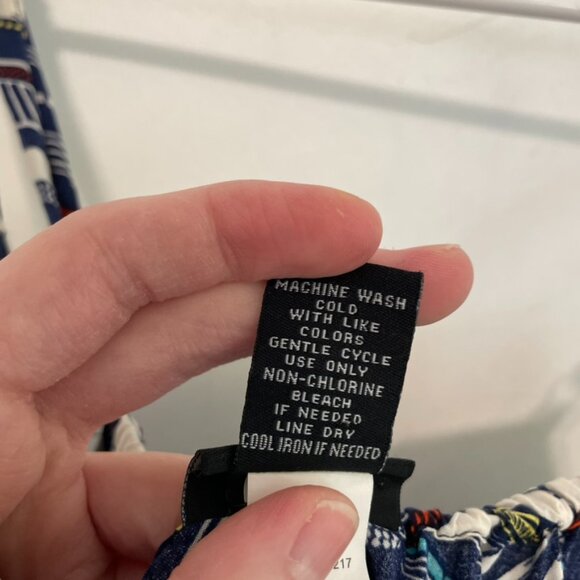 TORRID 3 Plus Size Chevron Print Challis Ruffle Babydoll Top Blue White Boho 3X - Picture 12 of 16